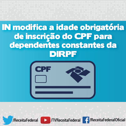 Instrução Normativa publicada hoje reduz idade obrigatória de inscrição no CPF